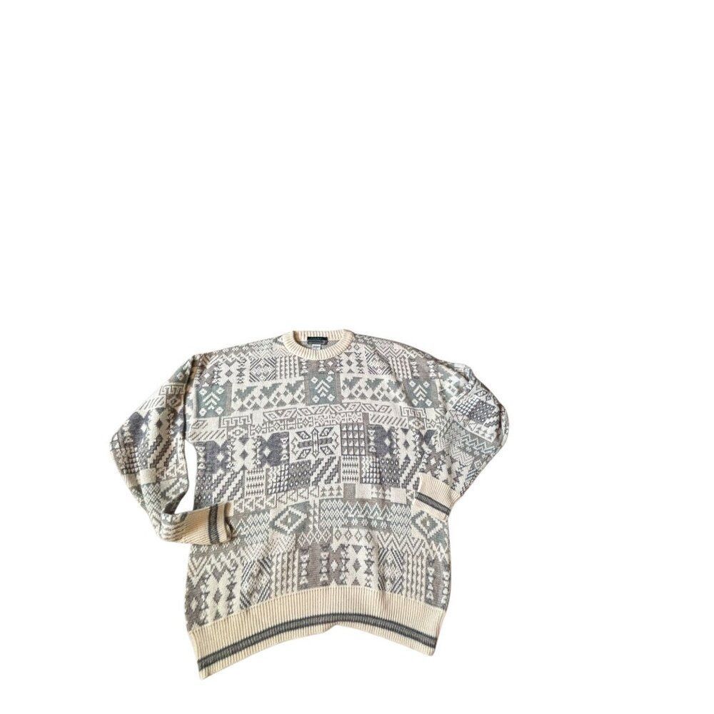 Vintage Palio XL Made In Italy 70% Acrylic 30% Wool Crewneck Sweater Geometric P